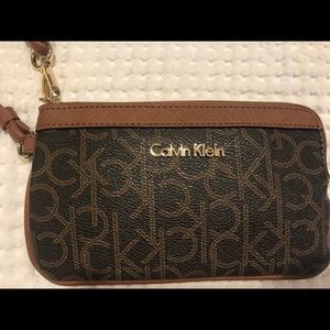 Calvin Klein Brown Monogram Wristlet